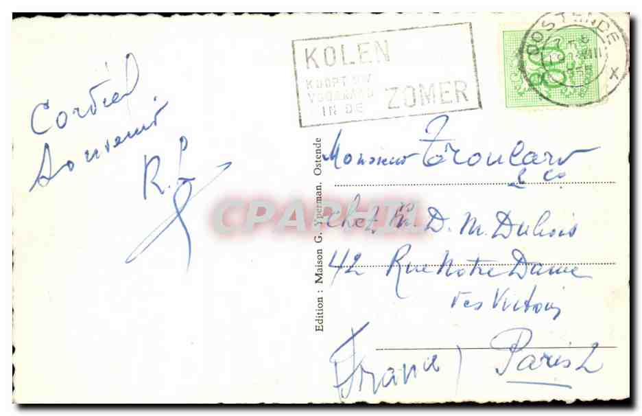 Belgium - Belgique - Belgien - Ostende - Casino - Entree Principale et Bar Beaulieu - CPA — Verso