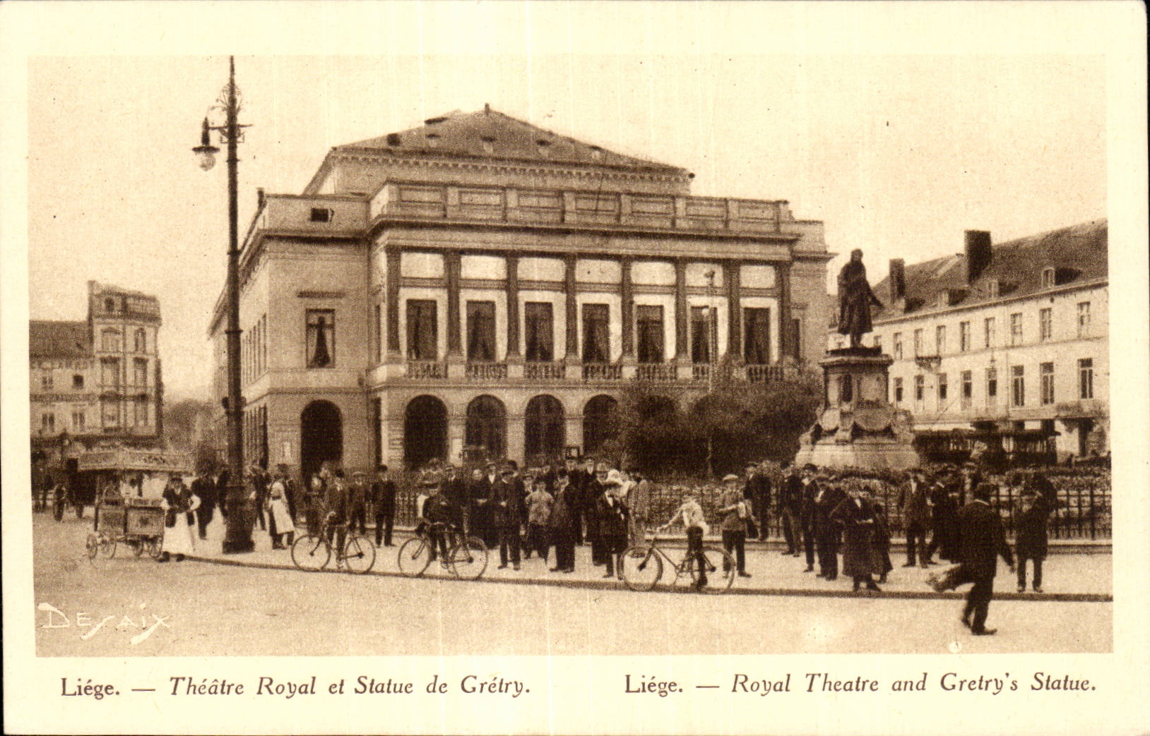 Belgium - Belgique - Belgien - Liege - Theatre Royal et Statue de Gretry - CPA