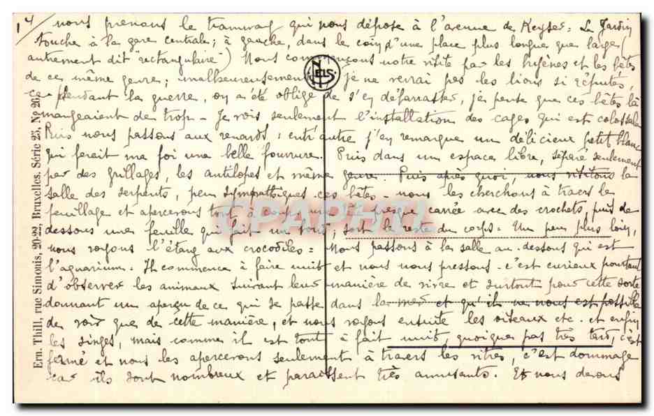 Belgium - Belgique - Belgien - Anvers - Rue Leys - CPA  — Rückseite