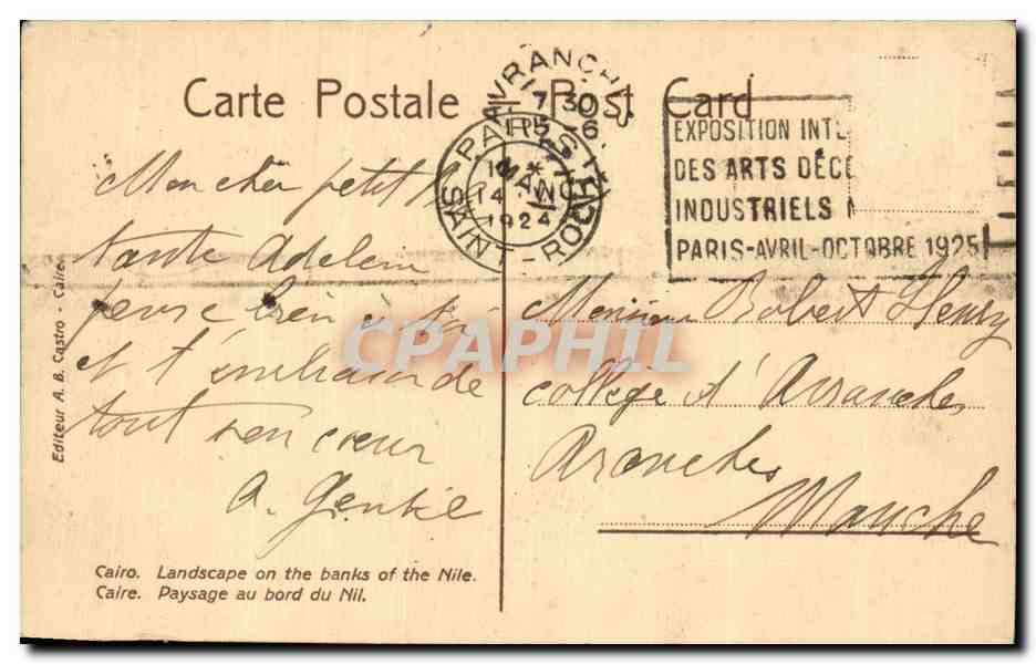 CPA Egypte Egypt Le Caire Cairo Paysage au bord du nil — Rückseite