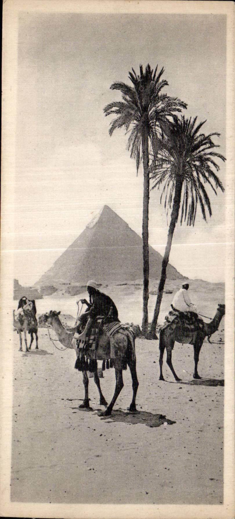 CPA Egypt Egypte Les deux palmiers et la pyramide de Khinkren