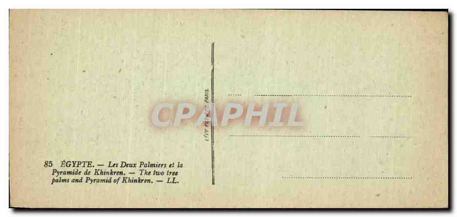 CPA Egypt Egypte Les deux palmiers et la pyramide de Khinkren — Rückseite