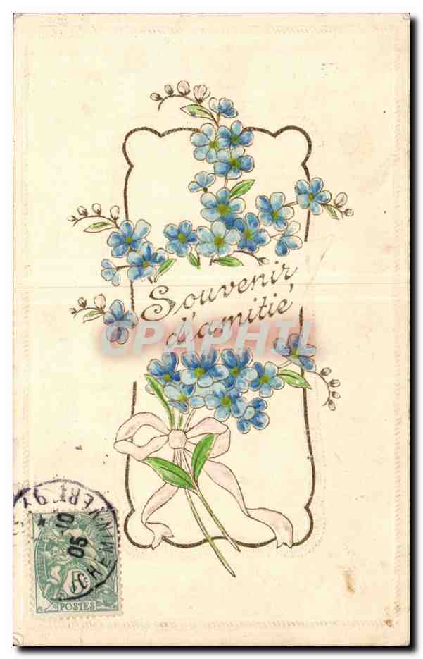 CPA Fantaisie Souvenir d amitie Fleurs