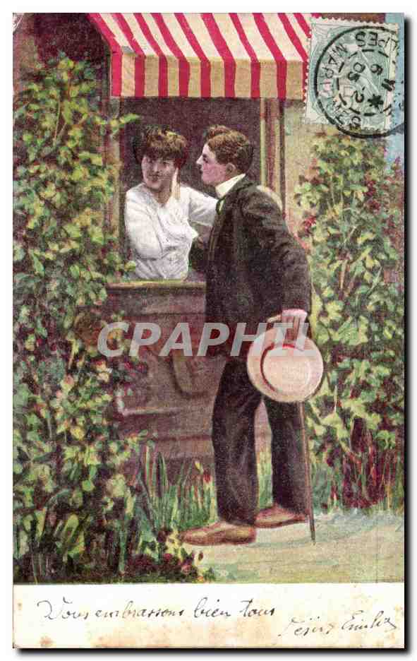 CPA Fantaisie Couple Femme
