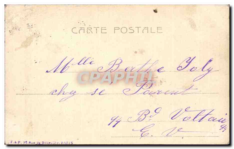 Bouygens Poupopoul — Sujet : scène de chasse avec deux personnages — éditeur Aideroca, n° 4904 — Reverso