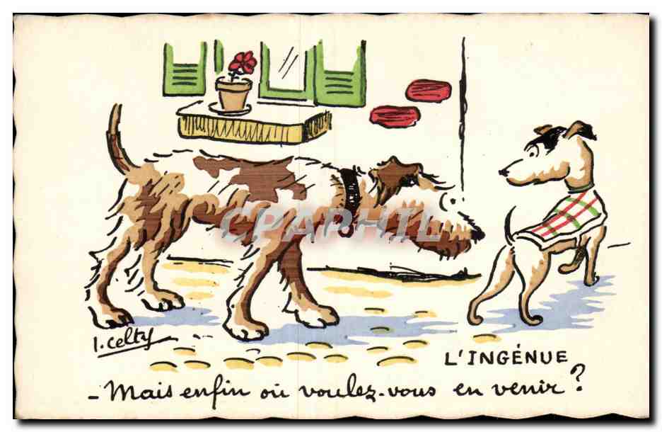 CPA Fantaisie Chien L ingenue
