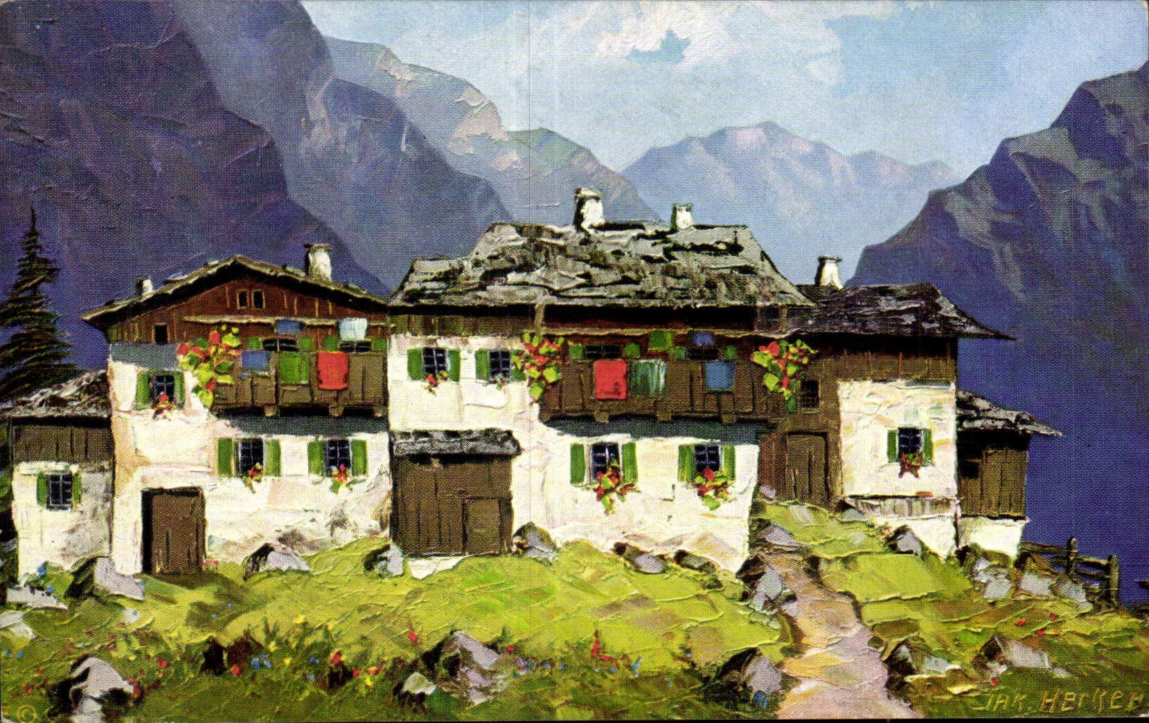 CPSM Fantaisie Maison dans les alpages Herker
