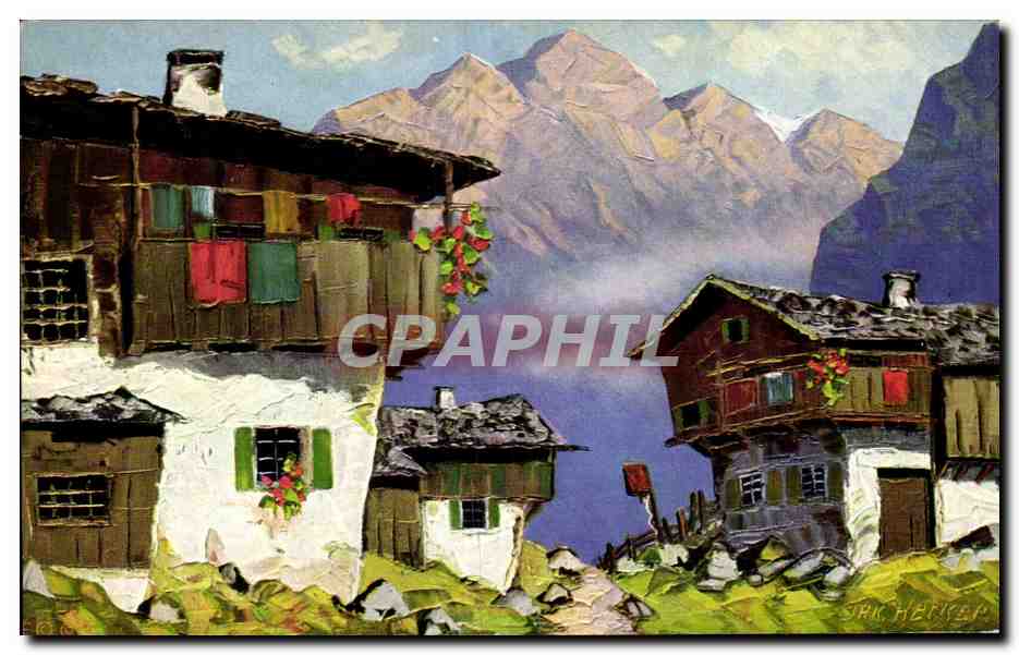 CPSM Fantaisie Maison dans les alpages Herker