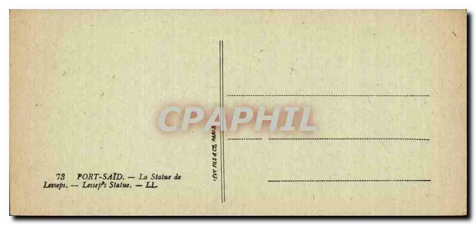 Afrique - Africa - Egypte - Egypt - Port Said - Statue de Lesseps - CPA  — Back