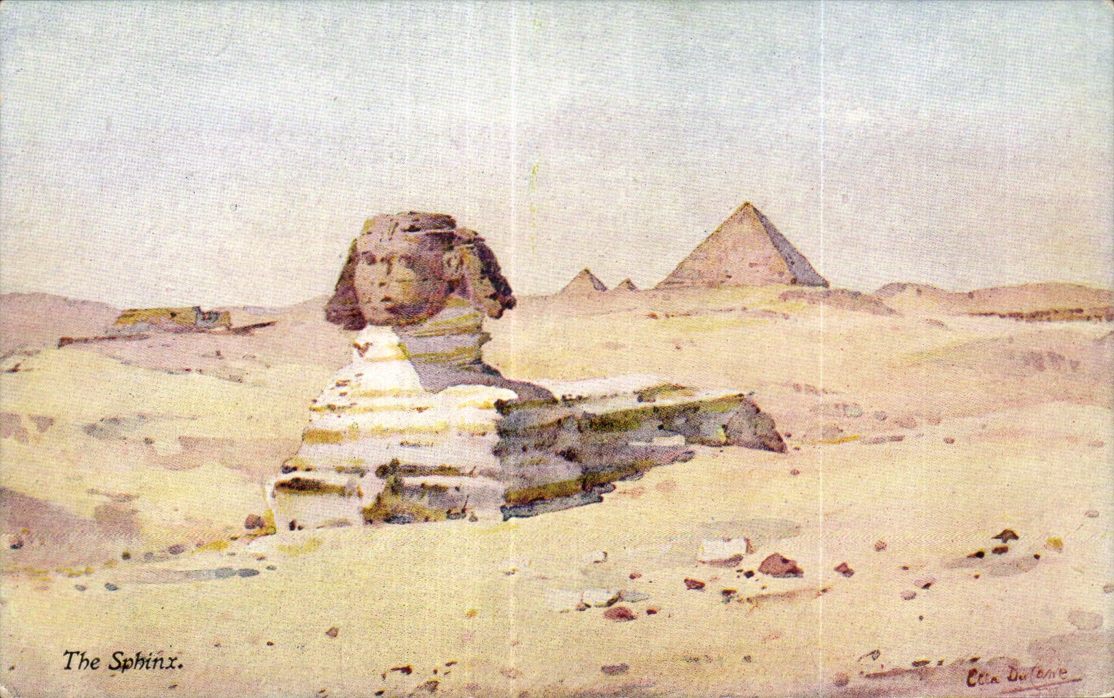 Le Sphinx d'Égypte — peinture à l'aquarelle — Ella Du Cane, série 'Banks of the Nile', n°10