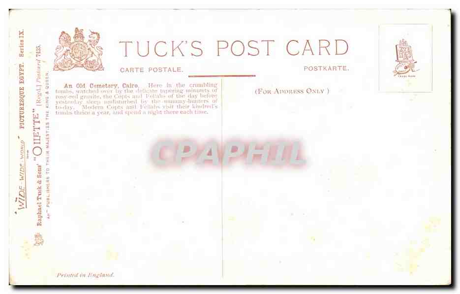 Afrique - Africa - Egypte - Egypt - Caire - Cairo - An old cemetary - CPA  — Rückseite