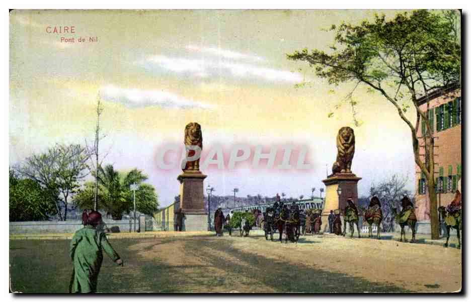 CPA Egypt Egypte Le Caire Cairo Pont du Nil Lion 