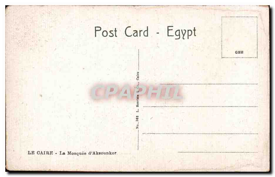 CPA Egypt Egypte Le Caire Cairo The mosque of Aksounkor — Rückseite