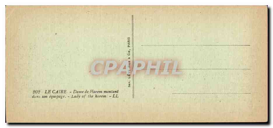 CPA Egypt Egypte Le Caire Cairo Dame de Harem montant dans son equipage — Rückseite