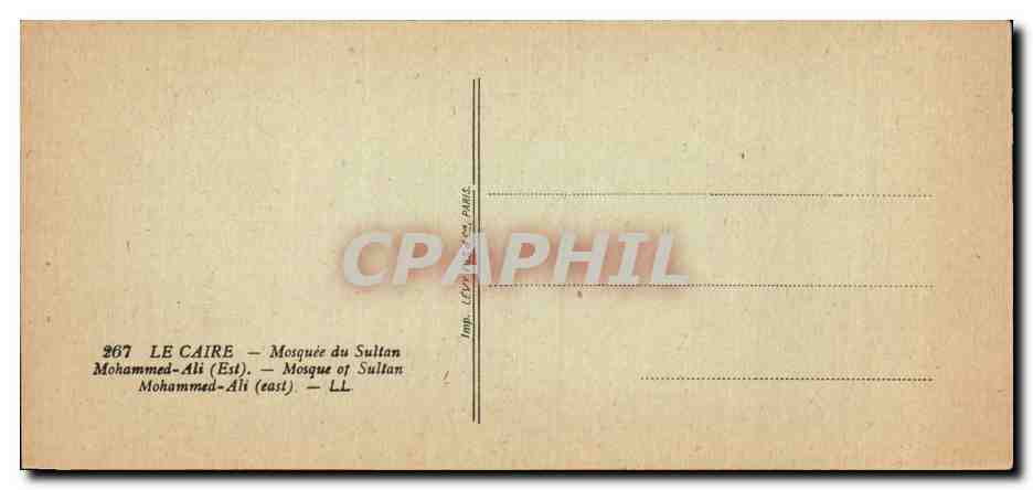 CPA Egypt Egypte Le Caire Mosquee du sultan Mohammed Ali  — Rückseite