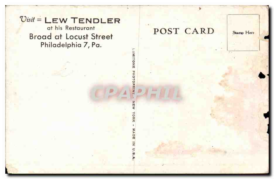 Boxeur en action — Salle à manger principale de Lew Tendler's Tavern — Lumitone Photoprint, New York — Reverso
