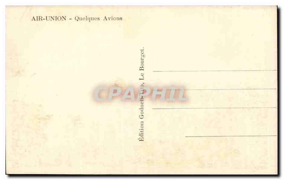 CPA avion aviation Spad 56 Breguet Bleriot Air Union  — Rückseite