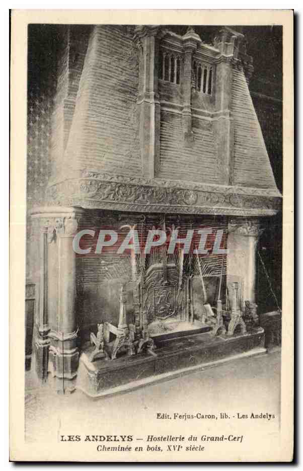 CPA Les Andelys Hostellerie du grand cerf Cheminee en bois