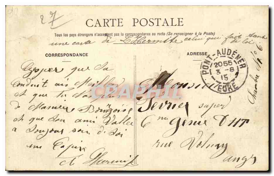 CPA Pont Audemer Palais de justice — Rückseite