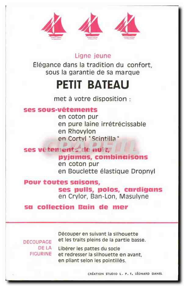Carte decoupage Collection petit Bateau Epoque Louis Philippe Quartier Maitre Marin Militaria — Verso