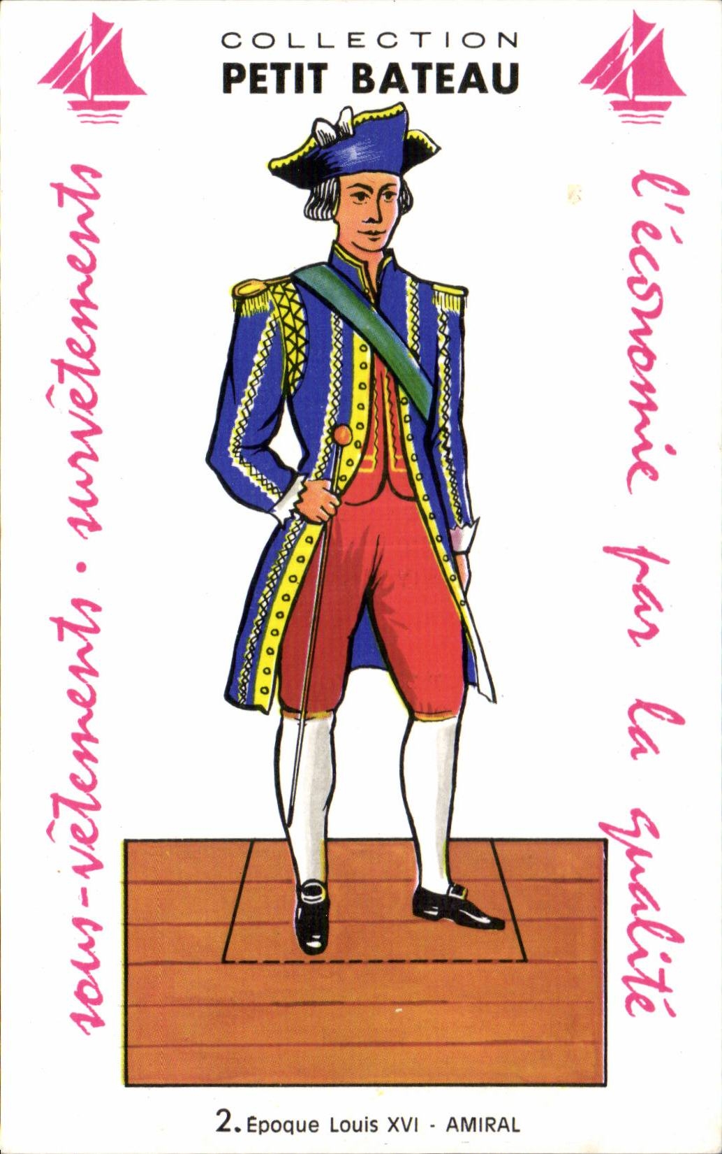 Carte decoupage Collection petit Bateau Epoque Louis XVI Amiral Militaria