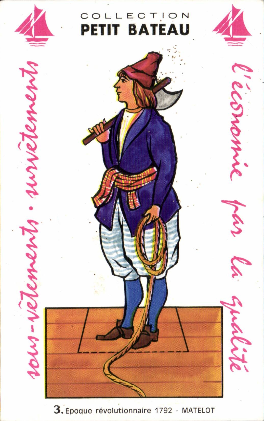 Carte decoupage Collection petit Bateau Epoque revolutionnaire 1792 Matelot Militaria