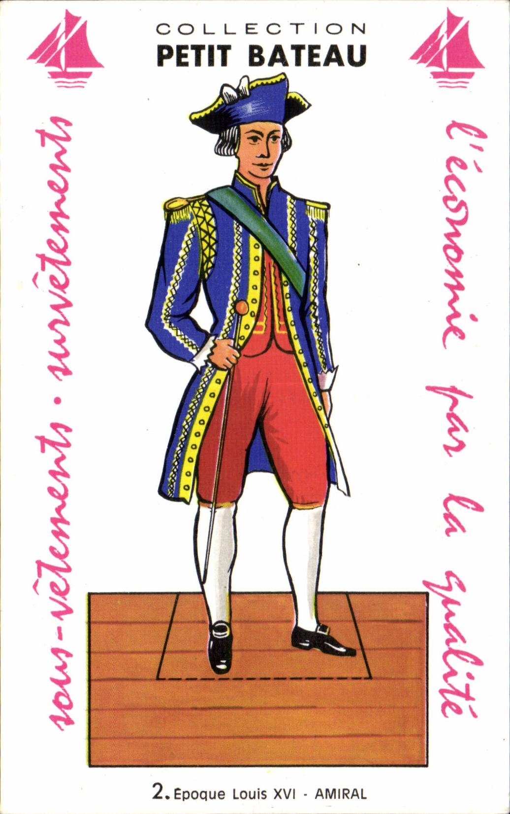 Carte decoupage Collection petit Bateau Epoque Louis XVI Amiral Marin Militaria