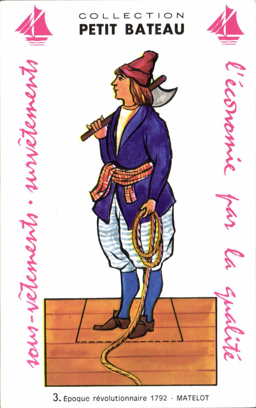 Carte decoupage Collection petit Bateau Epoque revolutionnaire 1792 Matelot Militaria