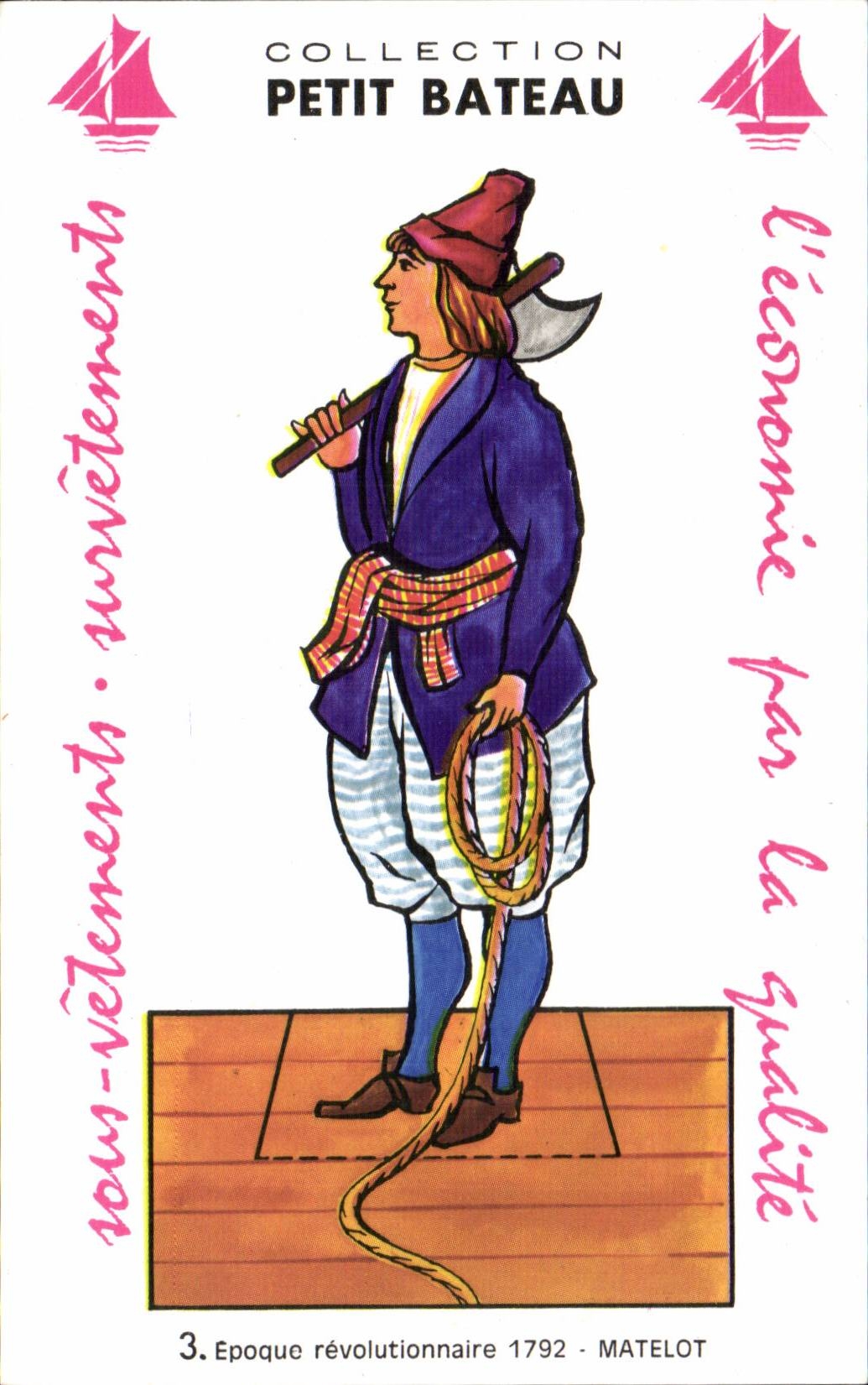Carte decoupage Collection petit Bateau Epoque revolutionnaire 1792 Matelot Militaria