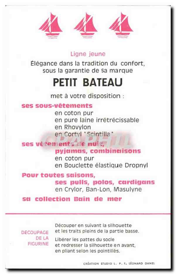 Carte decoupage Collection petit Bateau Epoque Charles X Aspirant Militaria — Verso