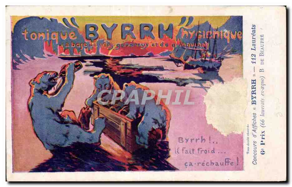CPA Publicite Tonique Byrrh hygienique Ours Bear