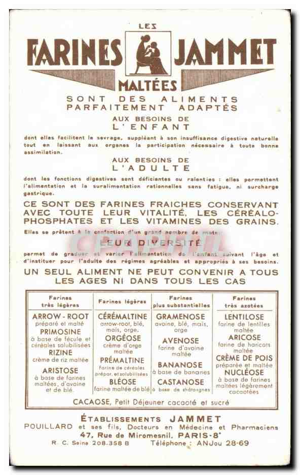 CPA Folklore Costume Les vieilles provinces de France L Aunis Farines Jammet — Verso