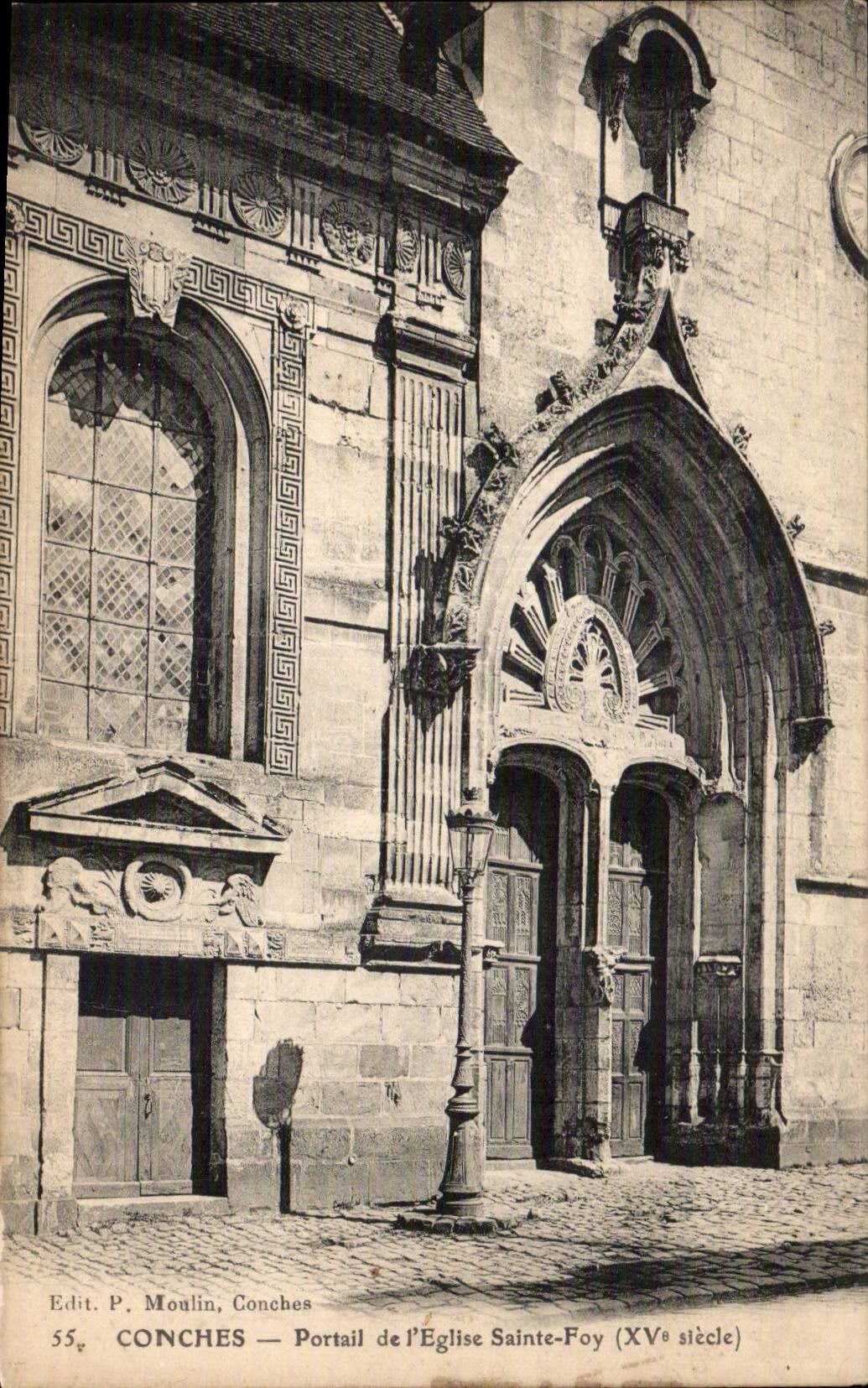 Conches — Portail de l'Église Sainte-Foy (XVe siècle) — Edit. P. Moulin, Conches