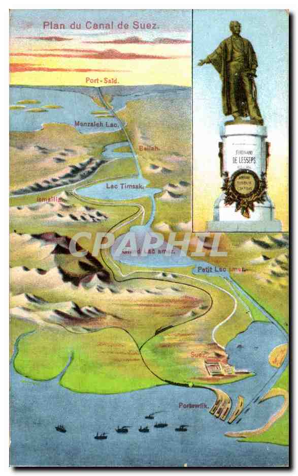 Afrique - Africa - Egypte - Egypt - Plan du Canal de Suez - CPA 