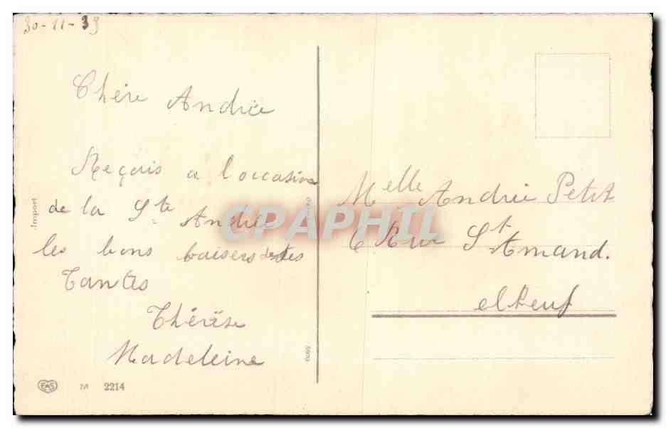 Fleurs Bonne Fete - rose - CPA  — Verso