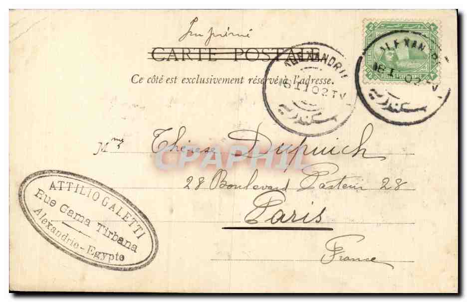 Afrique - Africa - Egypte - Egypt - Alexandria - CPA  — Rückseite