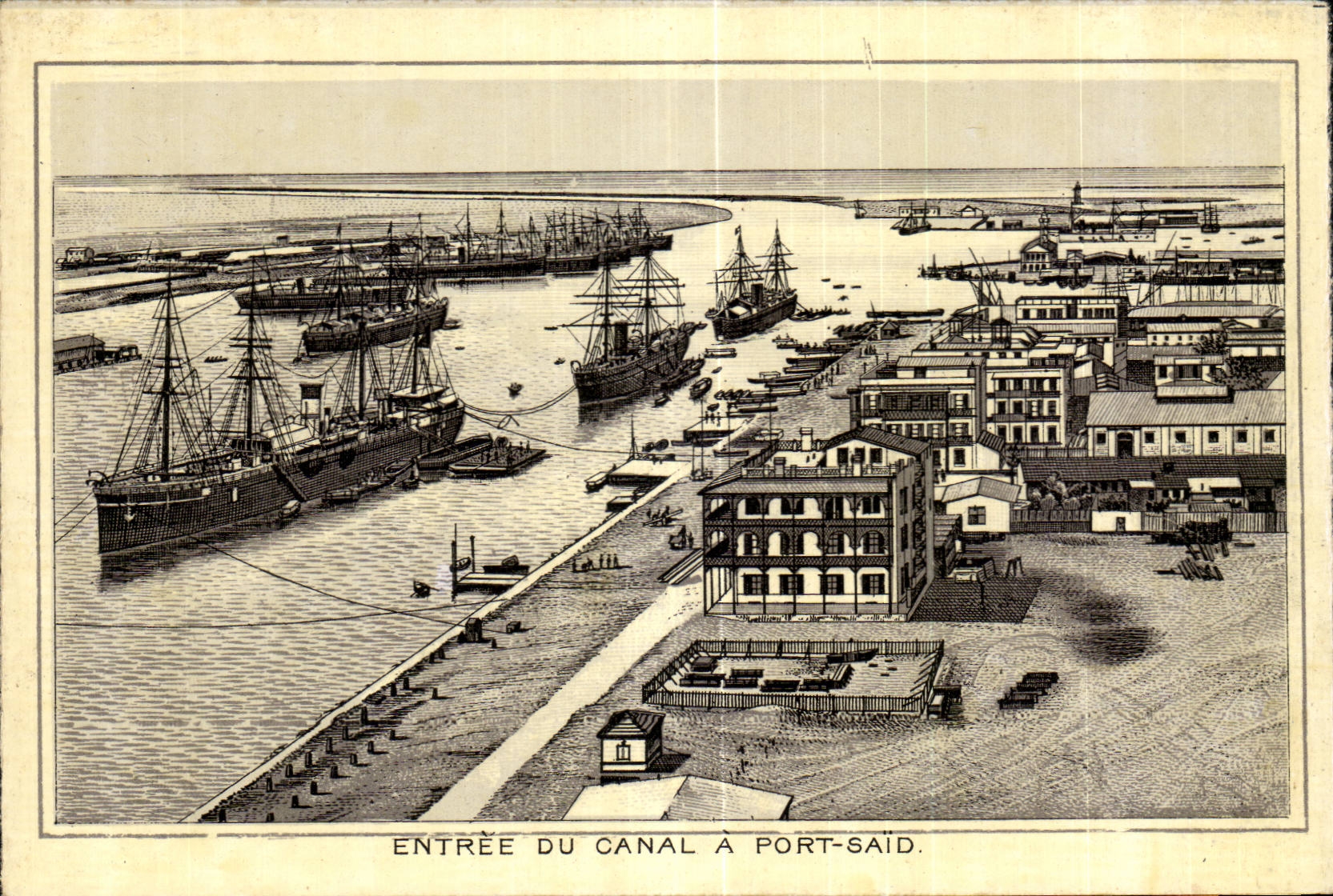 Entrée du canal à Port-Saïd — vue d'ensemble — éditeur inconnu