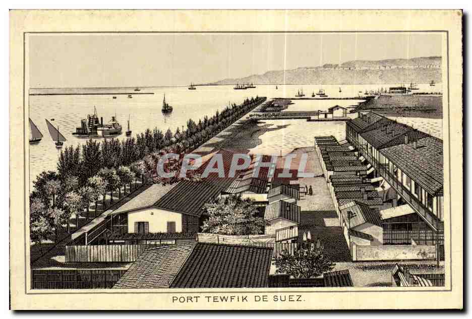 Port Tewfik de Suez — vue du port avec bateaux et quais — éditeur non identifié