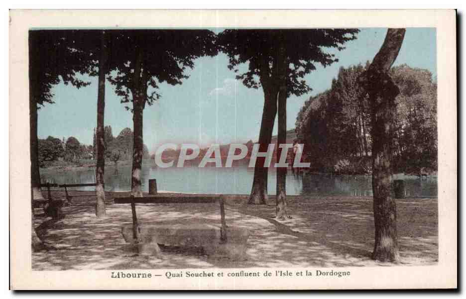 CPA Libourne Quai Souchet et Confluent de l Isle et la Dordogne
