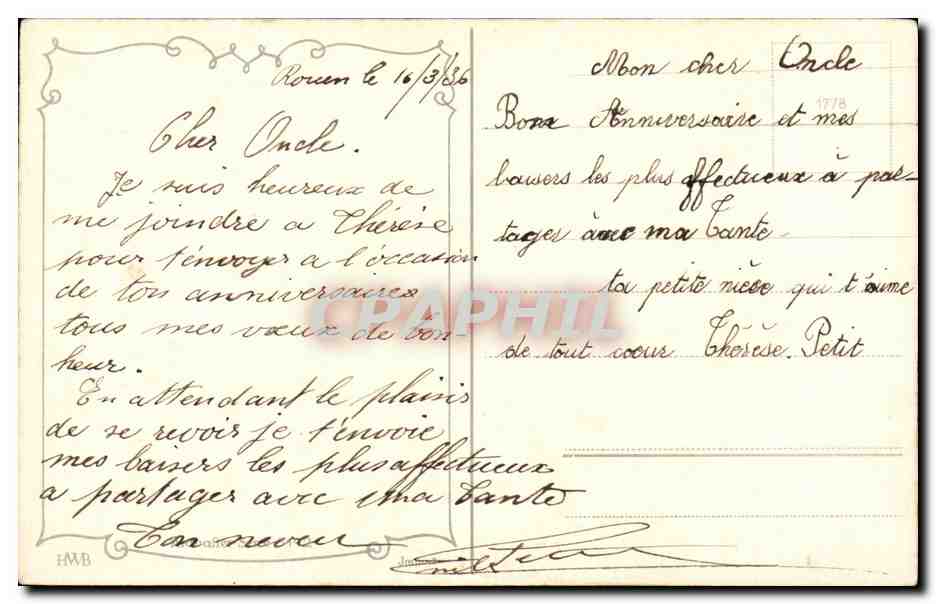Fleurs Heureux Anniversaire - CPA  — Verso