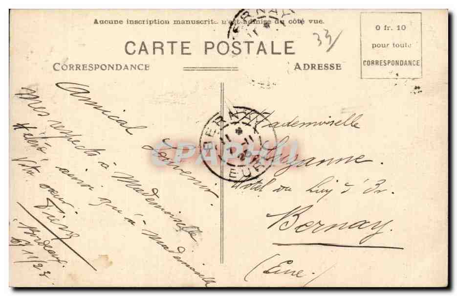 Bordeaux - Die Place de la Comédie in der Mitte und rechts die rue Ste-Catherine, links das Grand-Théâtre — Antike Ansichtskarte n°119 — Rückseite
