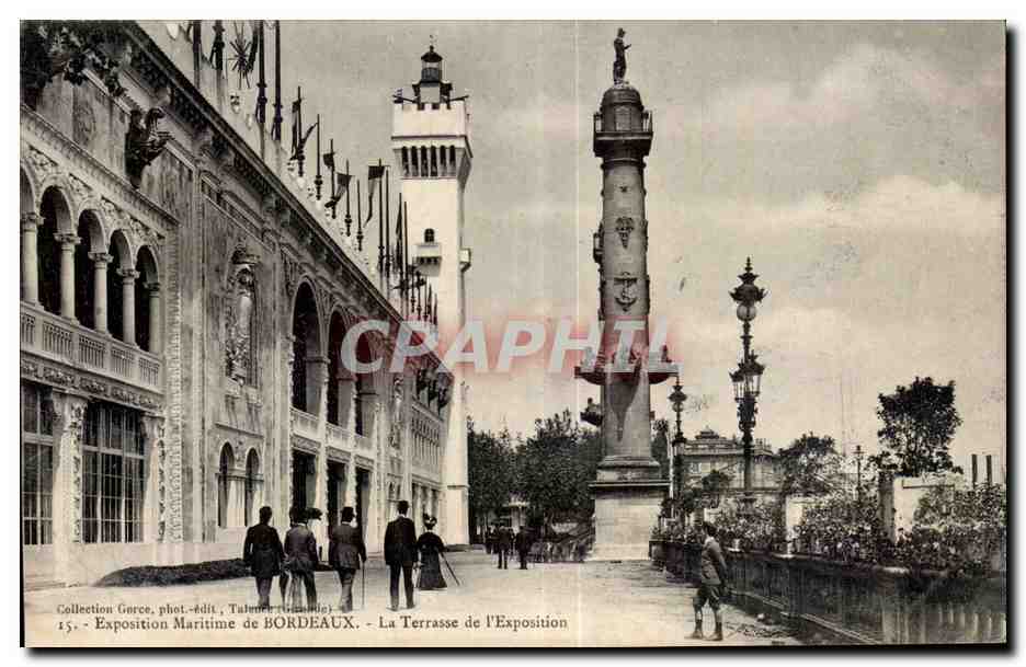CPA Exposition Maritime de Bordeaux La Terrasse de I Exposition