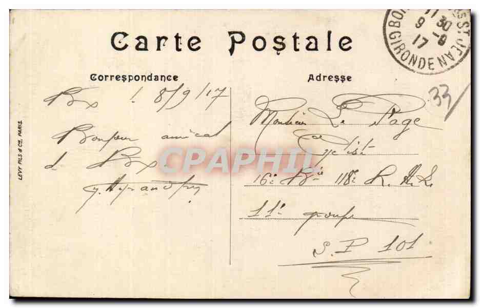 CPA Bordeaux L Hotel de Ville Tramway — Verso