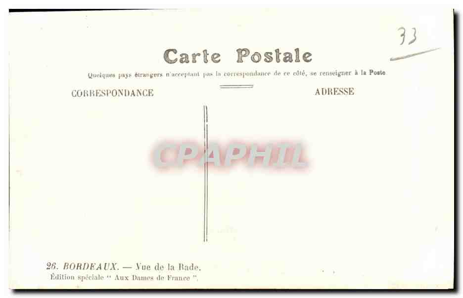 CPA Bordeaux Vue de la Rade Bateaux — Rückseite