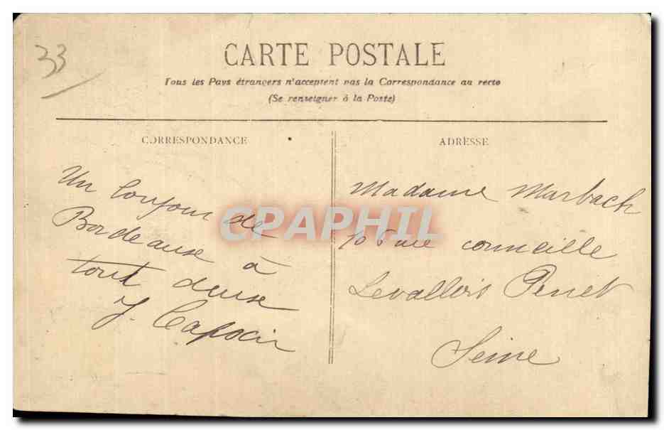 CPA Bordeaux Vue ginirale prise de la Tour St Micbel — Verso