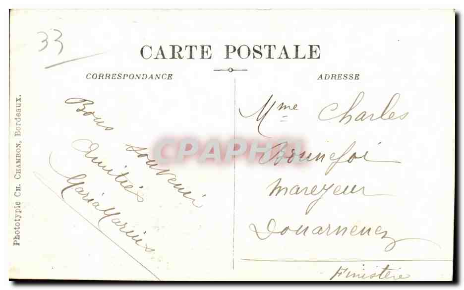 Bordeaux — La Rade — C.B. — Phototypie Ch. Champon — Verso