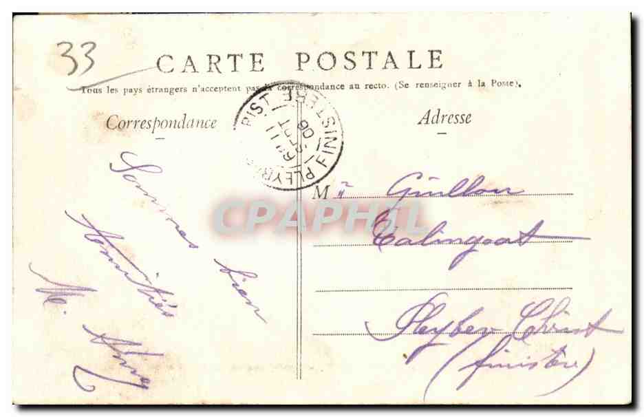 CPA Bordeaux La Place et la Statue de Tourny — Verso