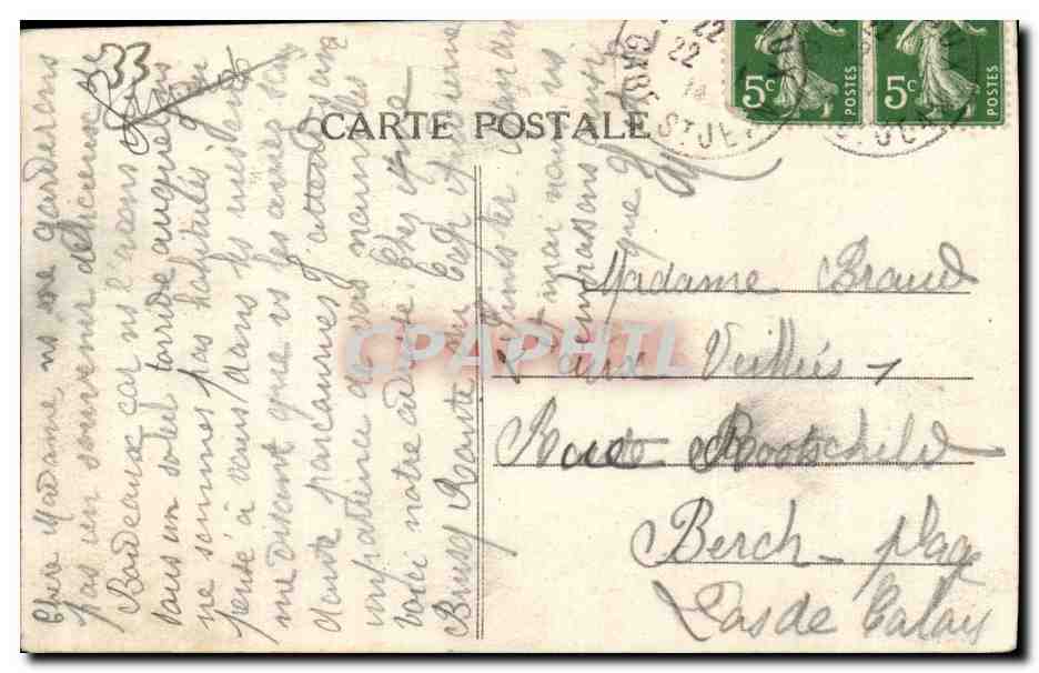 CPA Bordeaux Les Quais et la Rade Bateaux Cachet Hotel Jeanne d arc — Verso
