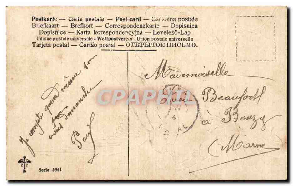 CPA Fantaisie Fleur Oiseau Hirondelle doree — Verso