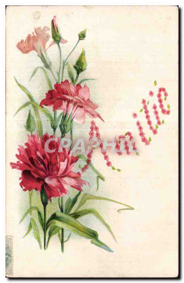 CPA Fantaisie Fleur Amitie